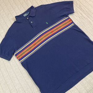 Vtg Polo Ralph Lauren RL Shirt Navajo Aztec Kanye Large Single Stitch Native